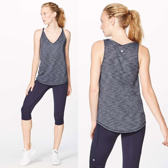 Lululemon Do The Twist Tank Heathered Deep Navy Size 2 - Picture 1 of 5